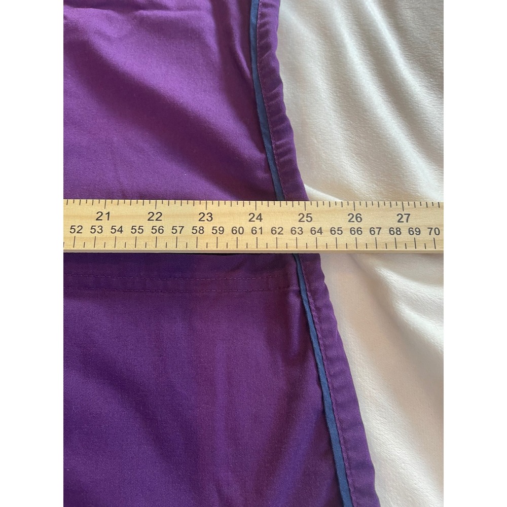 Butter-Soft Stretch Womens Scrub Top 2X Plum Purple Navy Trim V-Neck Pockets - Picture 10 of 10